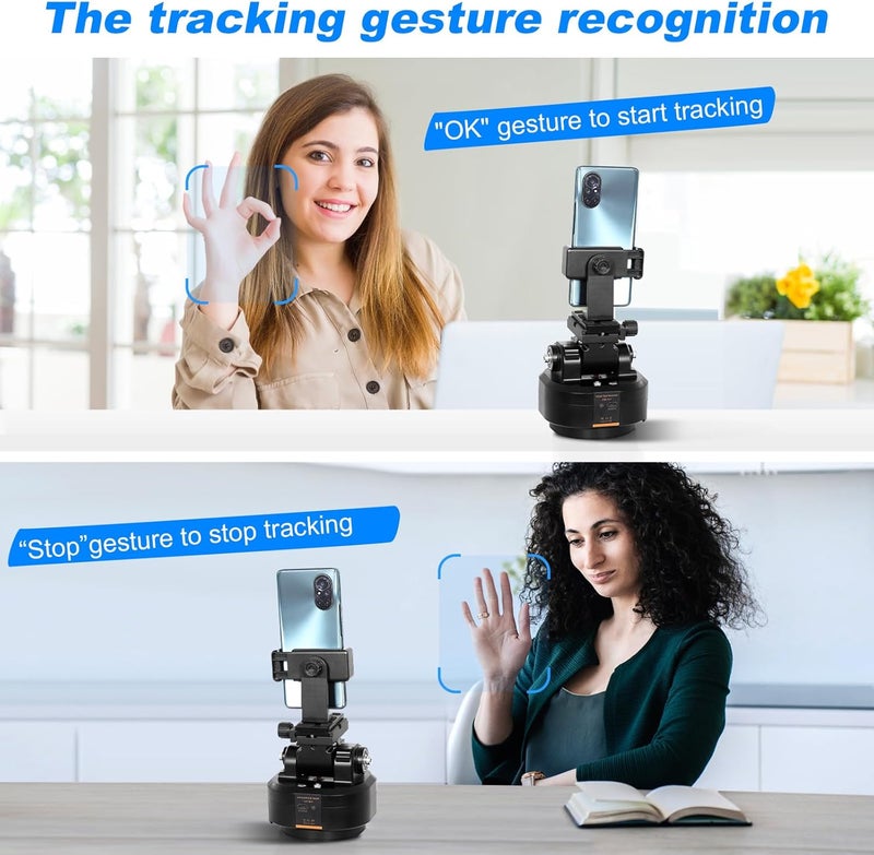 soonpho M6 Auto Face Tracking Motorized Rotating Panoramic Tripod Head, Remote Control 360° Pan Tilt Head with Mobile Phone Clip for DSLR Cameras, Camcorders, Smartphones, Tripod - Image 3